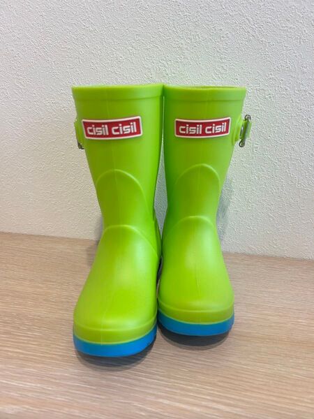チシルチシル Cisil Cisil 蛍光グリーン 長靴 バックル付き 15cm