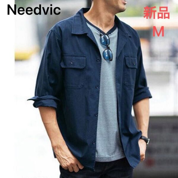 シャツ ヴィンテージ 長袖 ミリタリーシャツ ネイビー Mサイズ ビンテージ調 needvic
