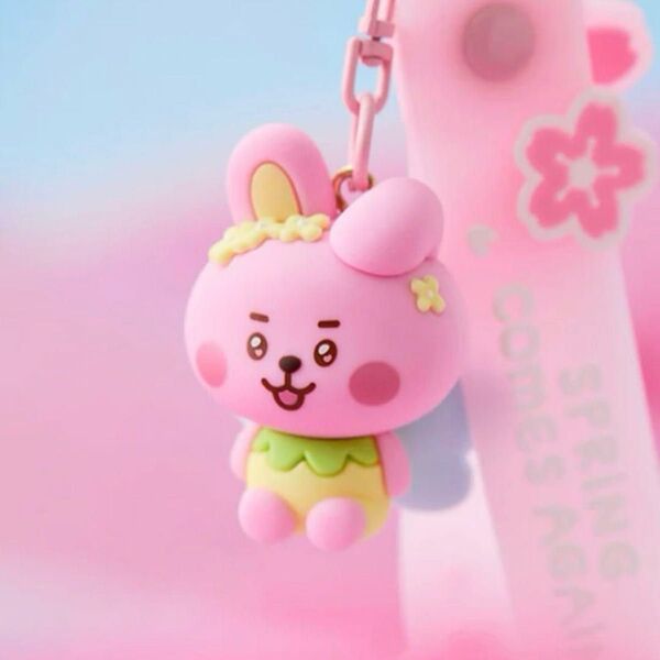 BT21 ベビーフィギュア付きキーリング Spring fairy COOKY クッキー キーチェーン 春 さくら 妖精 羽