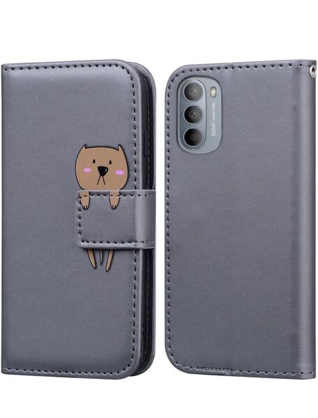 ALSDKEZI 対応 MOTOROLA moto G31 ケース 手帳型, モトローラ モト G31 カバー グレー