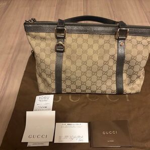 【美品】GUCCI GGパターン トートバッグ メタリックカーキ キャンバス