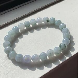 【高級】天然 無着色無樹脂含浸 氷種 ヒスイ ブレスレット　7.6mm$