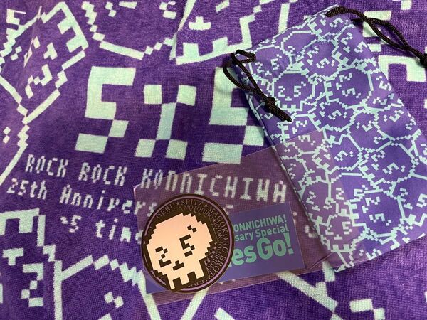 ロックロックこんにちは! フェイスタオル・ミニ巾着・ステッカーセット スピッツ