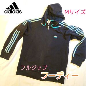 【古着並品】adidas フルジップ フーディー climate 3本ライン
