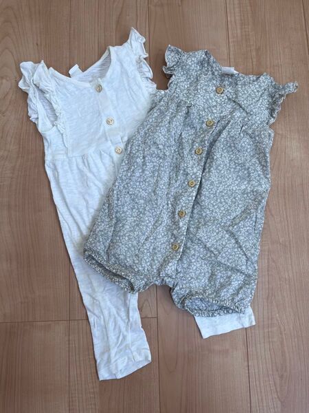 H&M ◇ロンパース2枚セット◇花柄◇白◇サイズ80◇春夏 女の子
