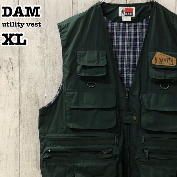 DAM US アメリカ古着 ワッペン フィッシングベスト ユーティリティベスト XL