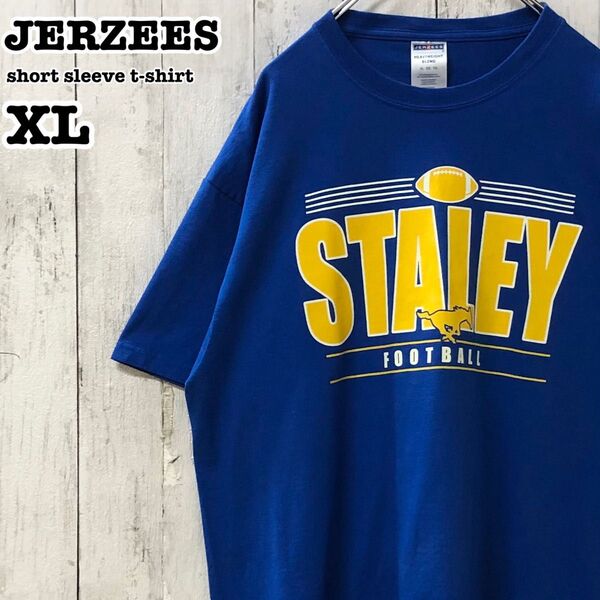 ジャージーズ US アメリカ古着 フットボール プリント 半袖Tシャツ XL