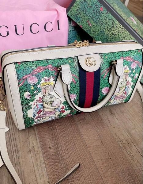 美品 希少 限定コラボGUCCI トップハンドルバッグ ヒグチユウコ ダブルG 2WAY ショルダーバッグ ウェブ シェリーライン