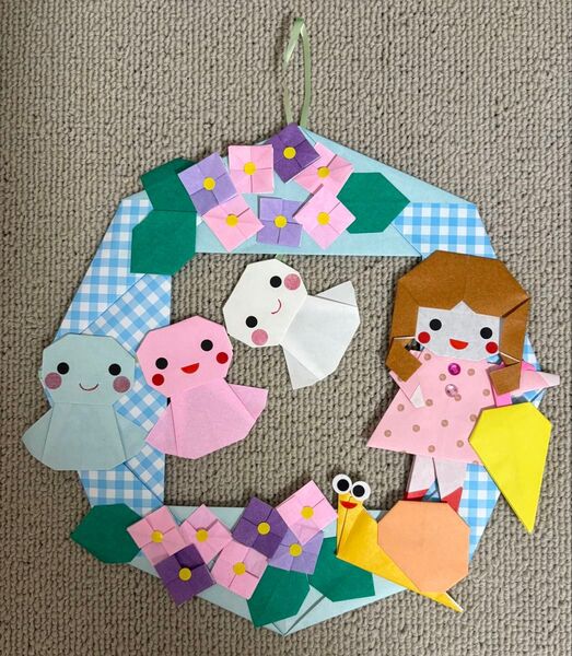ハンドメイド 折り紙リース 梅雨