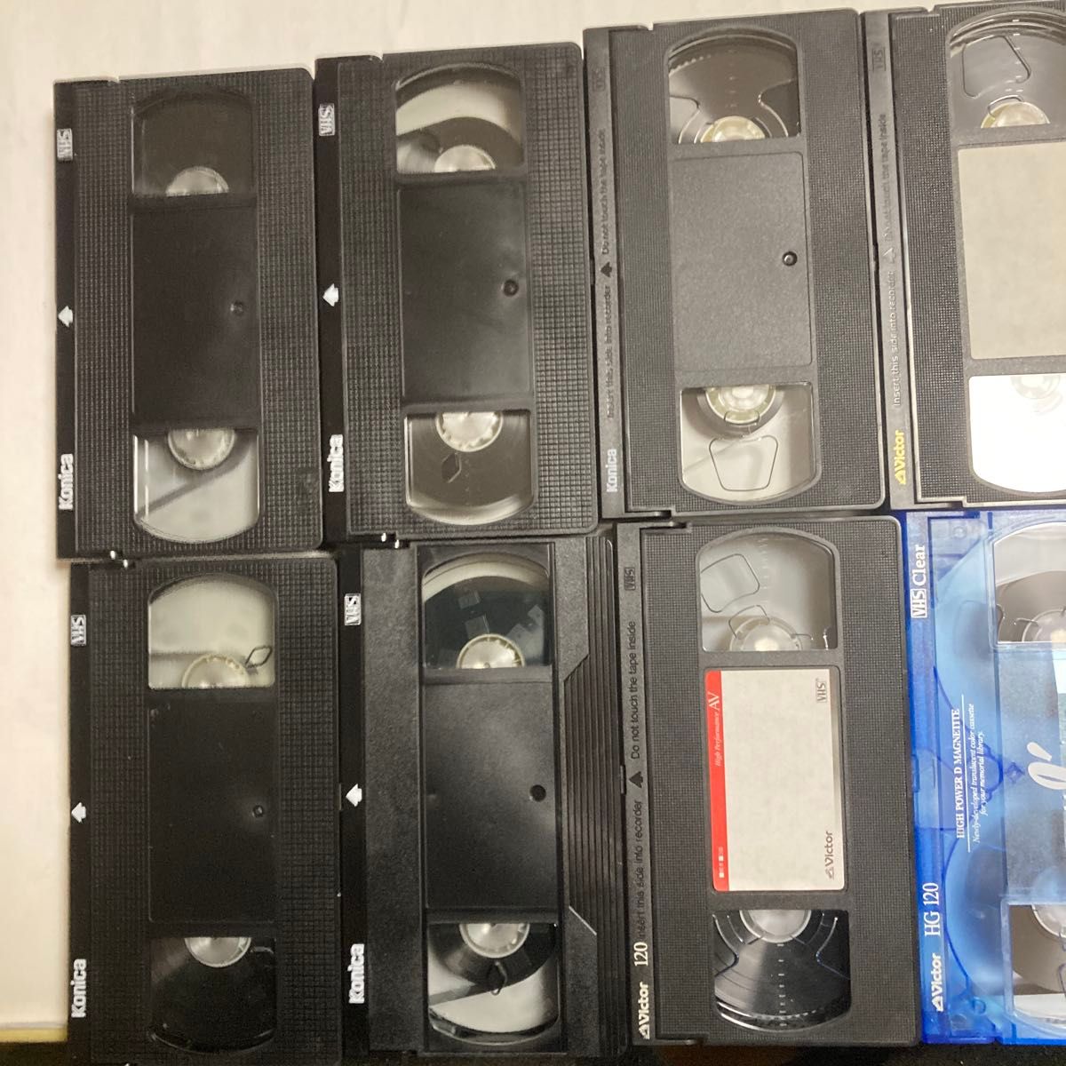 中古ビデオテープ62本、ケース付き、上書き用
