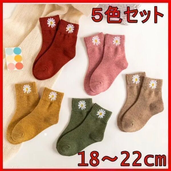 靴下 ソックス 花柄 子供 子ども用 キッズ 18~22cm 5足セット