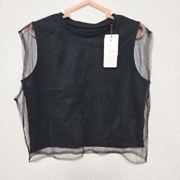 Fun Fashion Future メッシュスリーブ ノースリーブシャツ 黒 ノースリーブ タンクトップ M