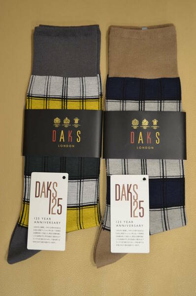 新品　未使用　タグ付き　 男性　DAKS LONDON　ダックスロンドン　125周年記念　綿混ソックス2足組セット　日本製　特価　送料無料