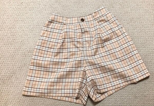 ショートパンツ チェックパンツ チェック柄 honeys ベージュ