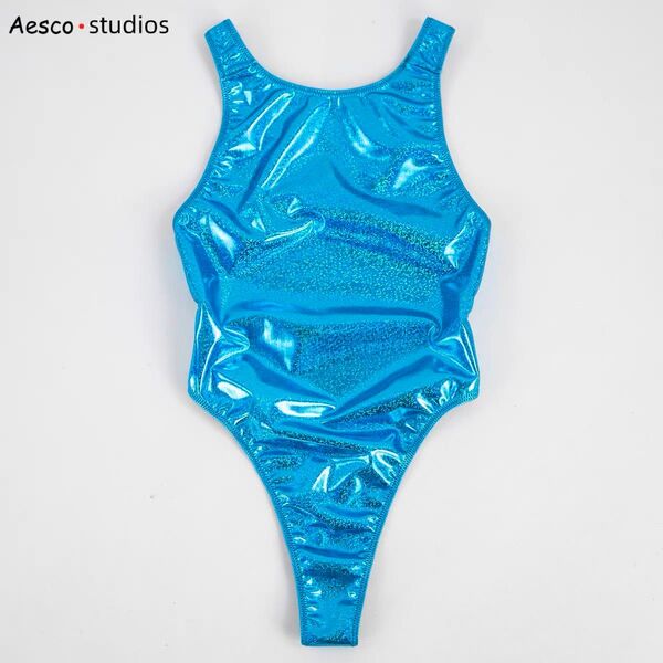AECSO キラキラTバック水着 ハイレグ 競泳水着 光沢 コスプレ衣装 Lサイズ