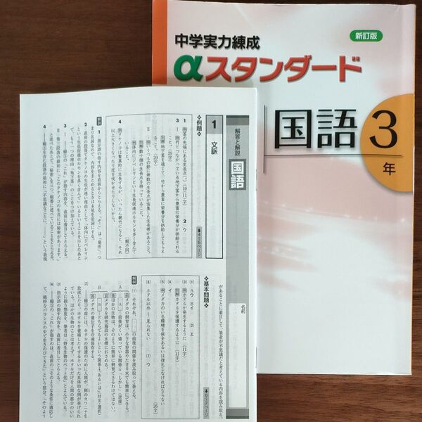 解答のみ 未使用 国語3年 アルファスタンダード 中学実力錬成 問題集 答え 解説