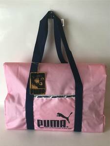 未使用 80‘s ビンテージバッグ 当時物「PUMA／プーマ」ナイロン ピンク×紺 スポーツバッグ 鞄 昭和レトロ 