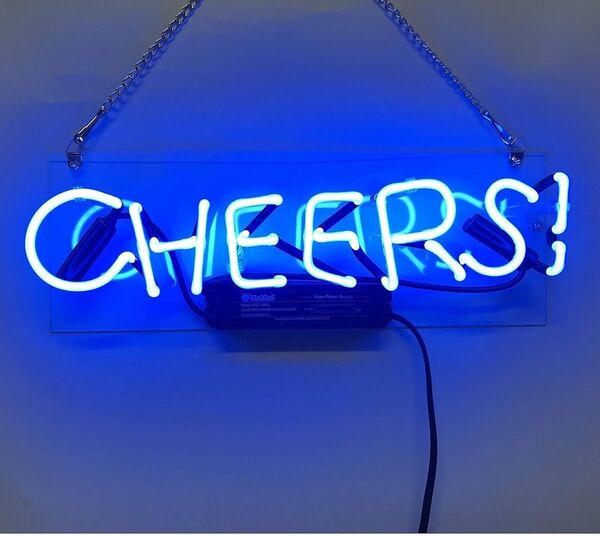 オリジナル 青色 CHEERS! ネオン管 LED インテリア照明 オーダーメイド 看板 バー アメリカン ネオンサイン オープン