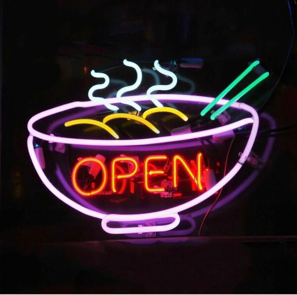 オリジナル ラーメン ネオン管 OPEN 点灯 サインライト 18インチ オーダー ネオン看板 アメリカン インテリア オープン