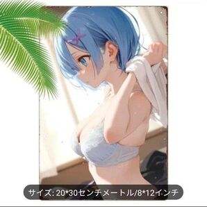【リゼロ レム】メタルアート 30cm×20cm アニメ 同人 イラスト セクシー 可愛い ゼロから始める異世界生活 美少女 巨乳