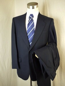K008○ビジネス営業に最適○Lサイズ・黒濃紺ストライプシングルスーツ