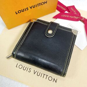 美品 ルイヴィトン スハリ コンパクトジップ ノワール 二つ折り財布 LOUIS VUITTON