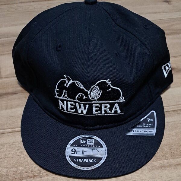 タグ付き未使用 新作 ニューエラ× PEANUTS コラボキャップ BLACK帽子 9FIFTY