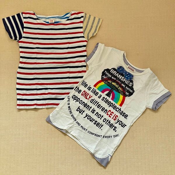 branshes他 Tシャツ 2枚セット 110cm ボーダー レインボー