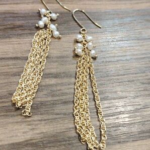 淡水パールタッセルピアス 日本製 新品
