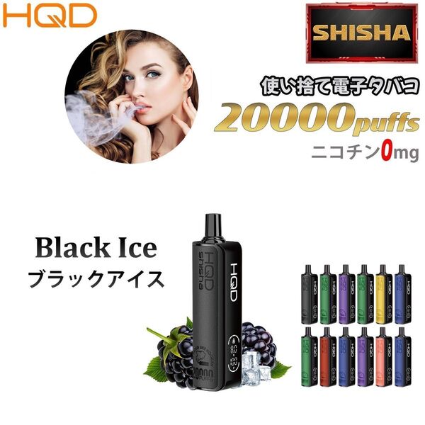 シーシャ 電子タバコ 使い捨て 20000回吸引 VAPE ベイプ 禁煙グッズ 水蒸気タバコ 禁煙パイポ ブラックアイス