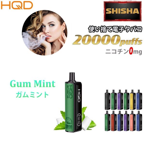 シーシャ 電子タバコ 使い捨て 20000回吸引 VAPE ベイプ 禁煙グッズ 水蒸気タバコ 禁煙パイポ ガムミント