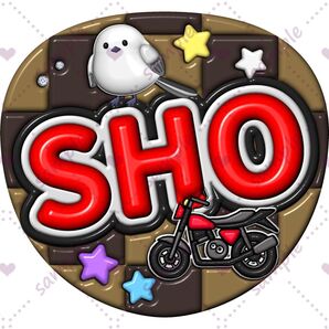 名前うちわ ぷっくり 立体風 【SHO:チェッカー柄】