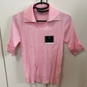 Alpine Rose 襟付き半袖ニット Sサイズ相当 ピンク 日本製