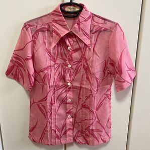 Alpine Rose 半袖デザインシャツ 竹柄 ピンク フリーサイズ