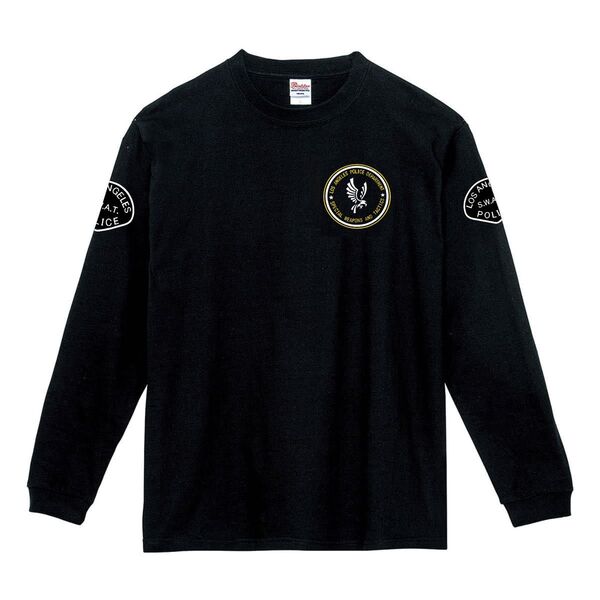 送料無料 スワット LAPD SWAT ロングTシャツ ブラック L サバゲー 2色ロゴ