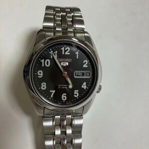 SEIKO 腕時計 自動巻き 稼働品 セイコー5 ブラック文字盤 自動巻