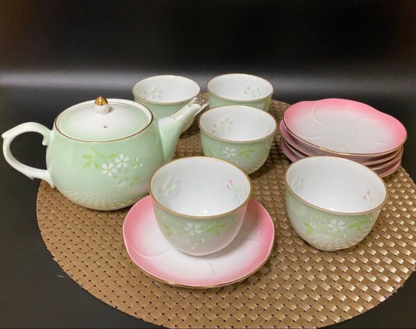 有田焼 ポット付茶菓揃 茶器 急須 湯飲み 銘々皿 茶托 未使用品