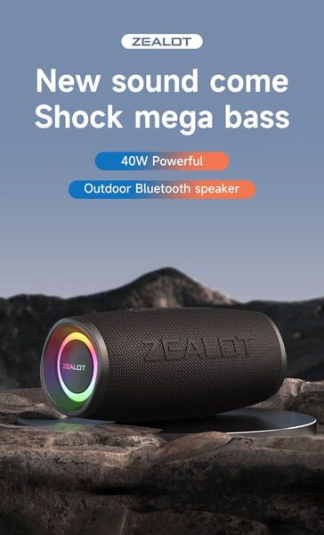 Zealot S56 40W ホームワイヤレススピーカー 8000 mah ナイロンで包まれたIPX6屋外防水スピーカー