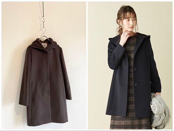 美品 定価49500円 美品 J.PRESS ジェイプレス アンゴラビーバー フーデッドコート 小さいサイズ オンワード樫山