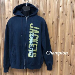 90s 〈USA直輸入〉Champion /チャンピオン◇メンズ L ネイビー スウェット フーデッド パーカー ジャケット プリントJACKETS GEORGIA TECH.