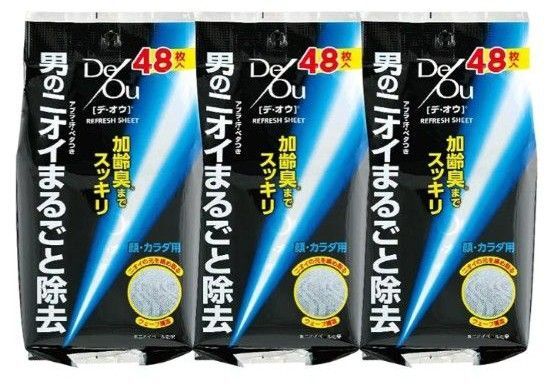 デオウ 汗臭ベタツキ加齢臭 超徹底吸着除去リフレッシュシート48枚×3個