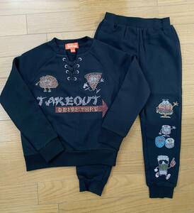  new goods * 110 120cm cost koBUTTER SUPER SOFT black 5/6 girls sweat top and bottom set sweatshirt pants Kirakira 