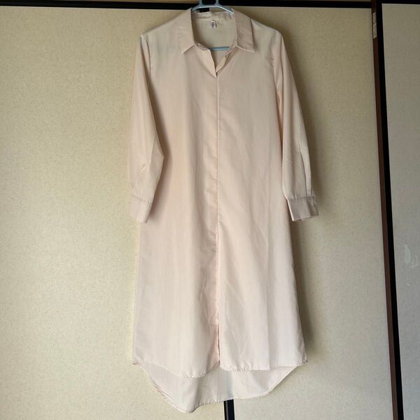 ロングシャツ ベージュ 七分袖 レディース