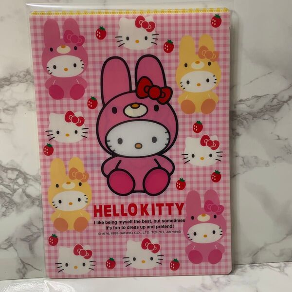 Sanrio Hello kitty 1999年 うさぎ着ぐるみ ハローキティ 下敷き