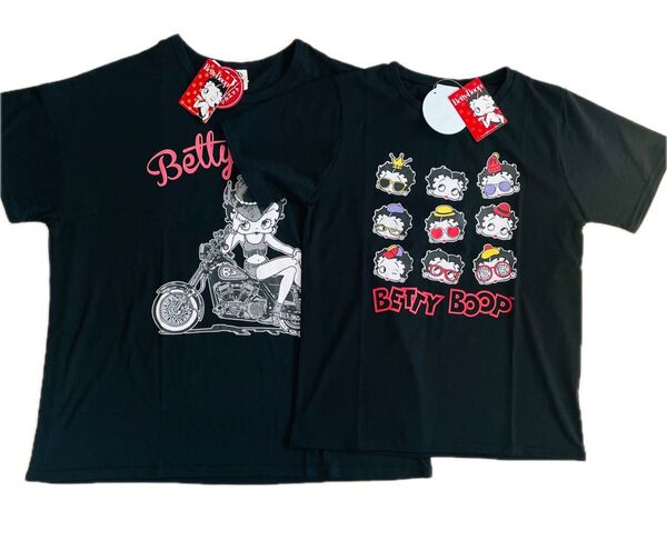 Betty Boop ベティちゃん 半袖 ビックシルエット レディース Lサイズ 2枚組 BLACK 春夏 オシャレ