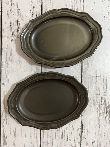 西洋オーバル プレート ゴールド 中皿 2枚 洋食器 美濃焼 オシャレ カフェ風