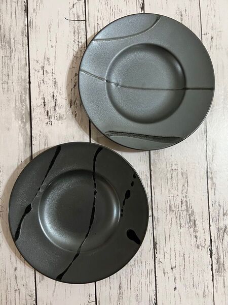 マットシルバーパスタ皿 20cm2枚 洋食器 美濃焼 オシャレ カフェ風