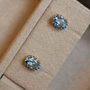 アクアマリンピアス1.3ct k18