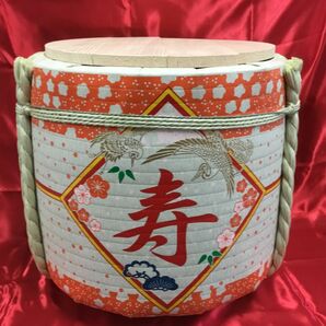 4斗型寿花柄ステンレスボウル入り飾り樽特製鏡板付き