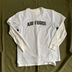 米軍 放出品 Tシャツ AIR FORCE 半袖 長袖 2枚 白 サイズ M ABOVE ALL ホワイト 重ね着 空軍 白T ロンT T